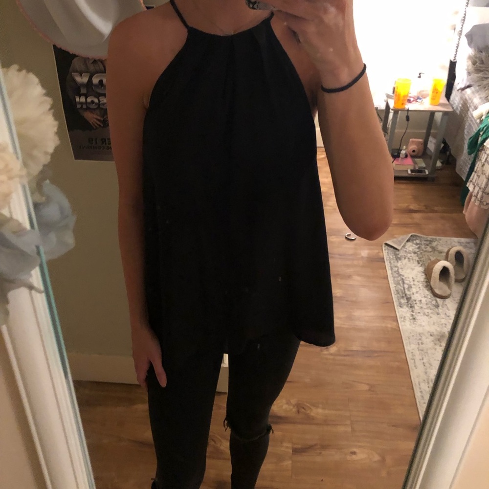 Black silk tank
